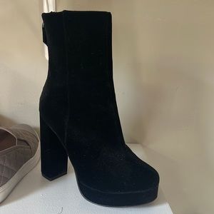 Velvet platform heeled booties